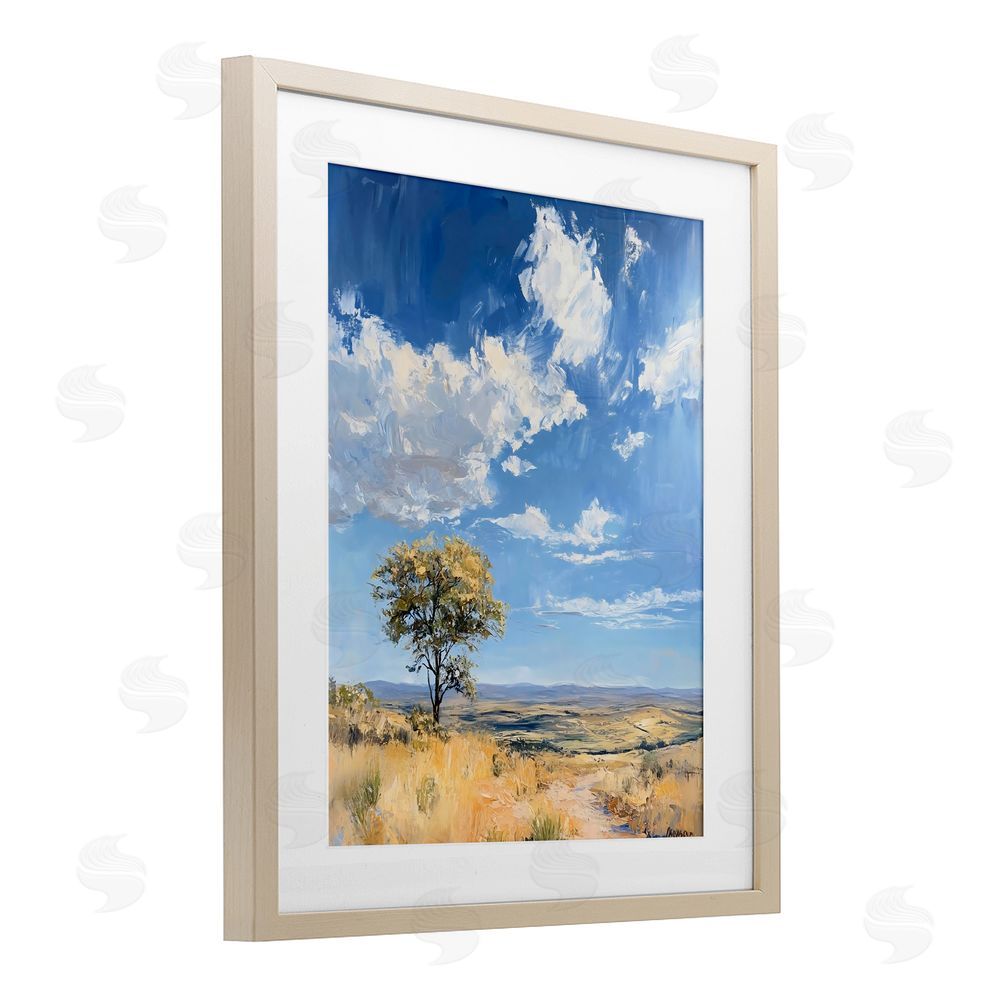 Franklyn Gregory Vast Landscape Splendor Birch Framed Print Under Glass with White Mat Wall Art
