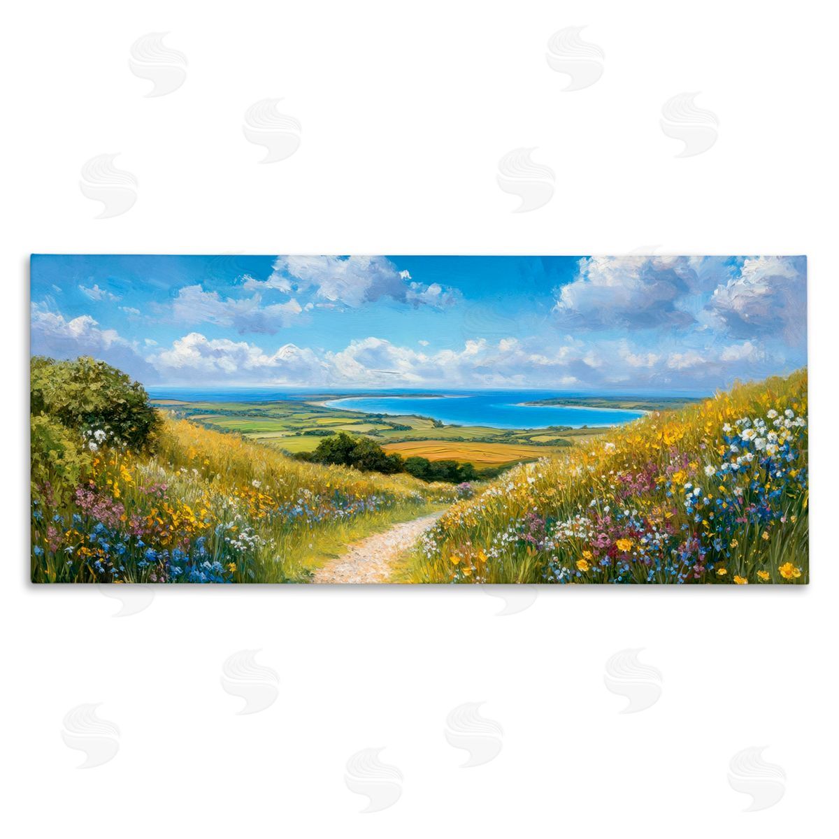 Petal Prints Design Valley Path Coastal Landscape Canvas Wall Art Print