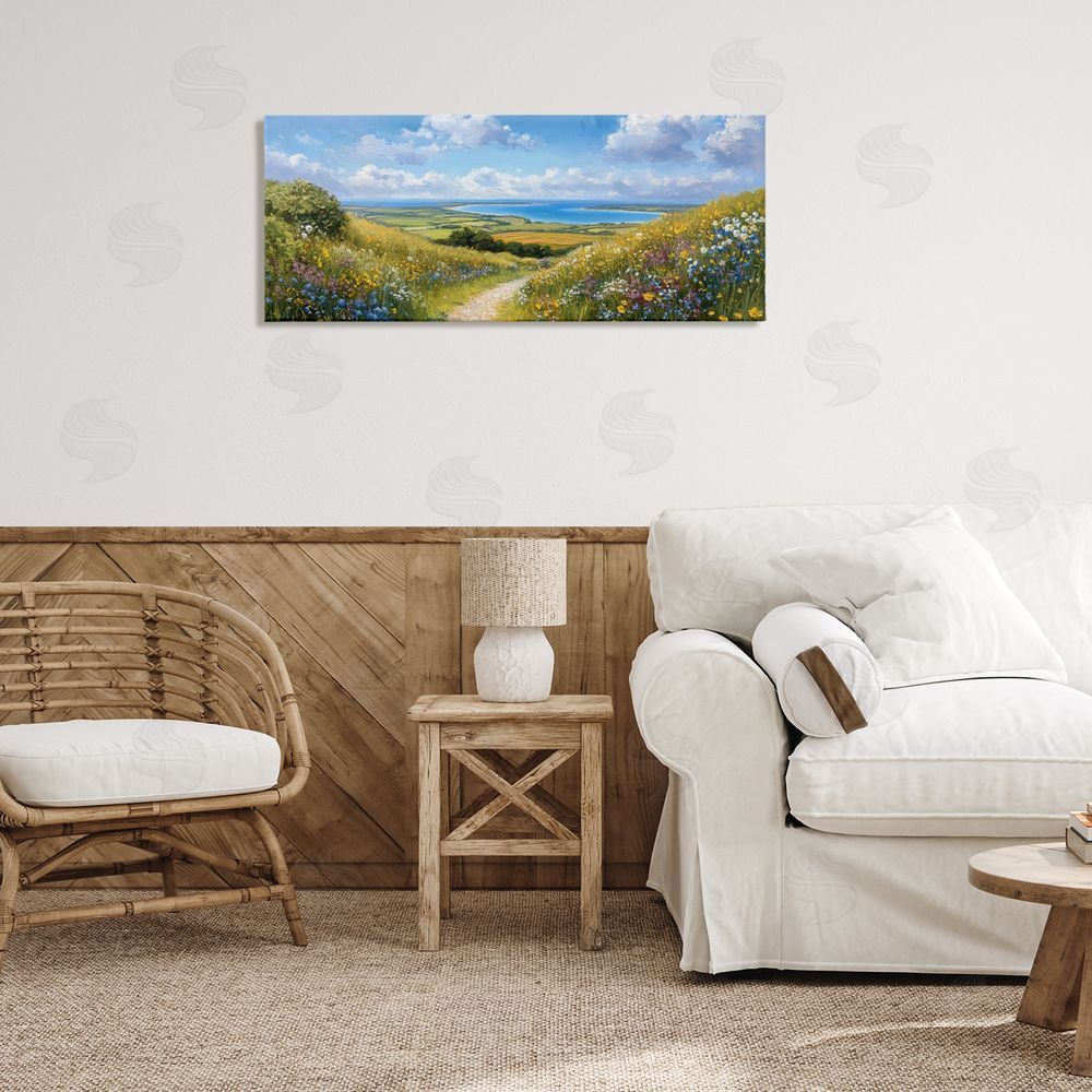 Petal Prints Design Valley Path Coastal Landscape Canvas Art on Wall