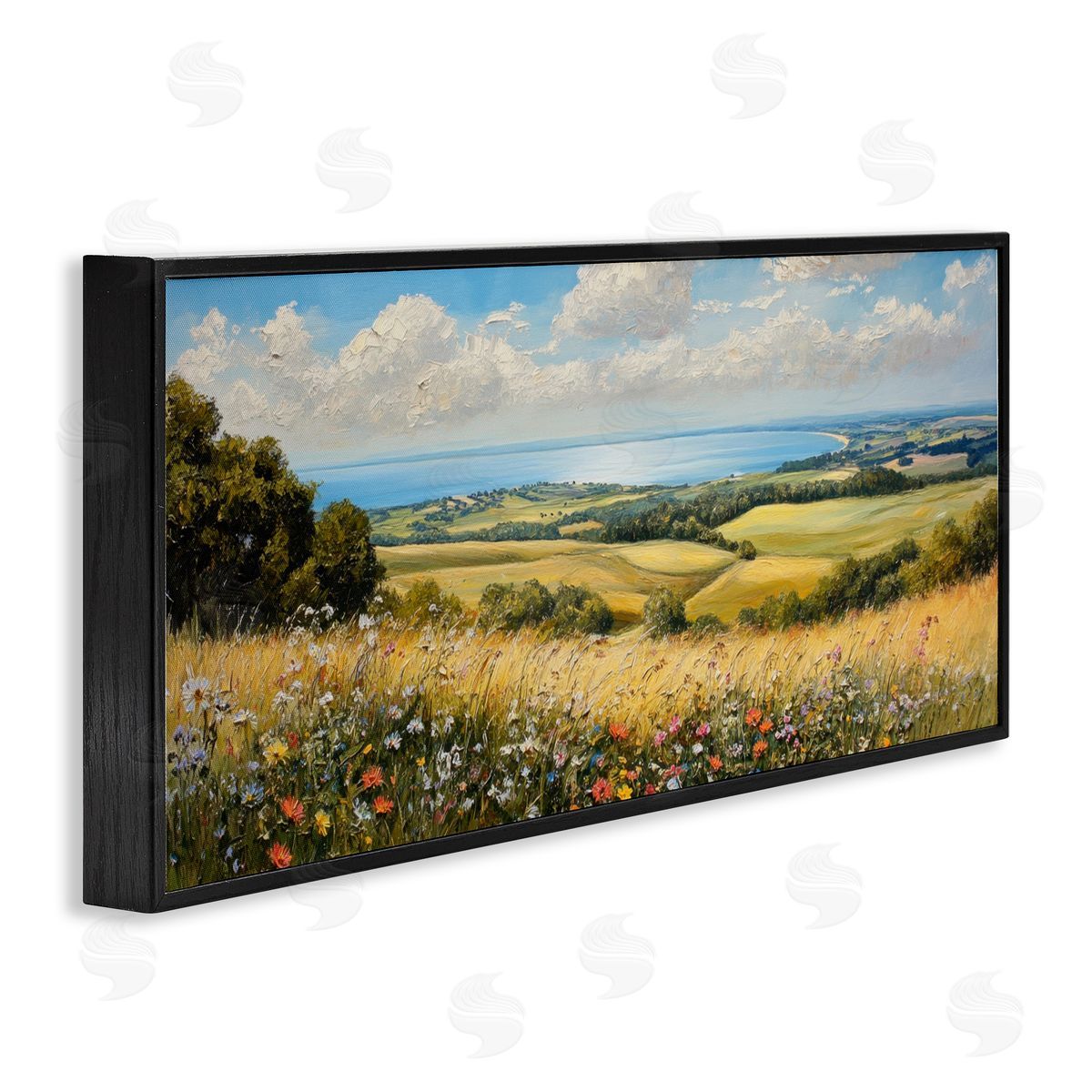 Petal Prints Design In the Distance Landscape Black Framed Giclee Wall Art Print