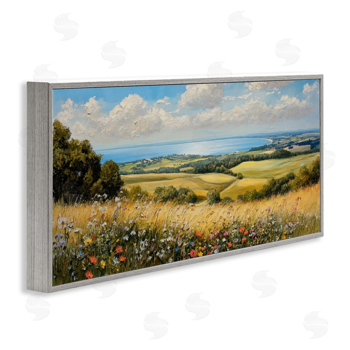 Petal Prints Design In the Distance Landscape Gray Framed Giclee Wall Art Print