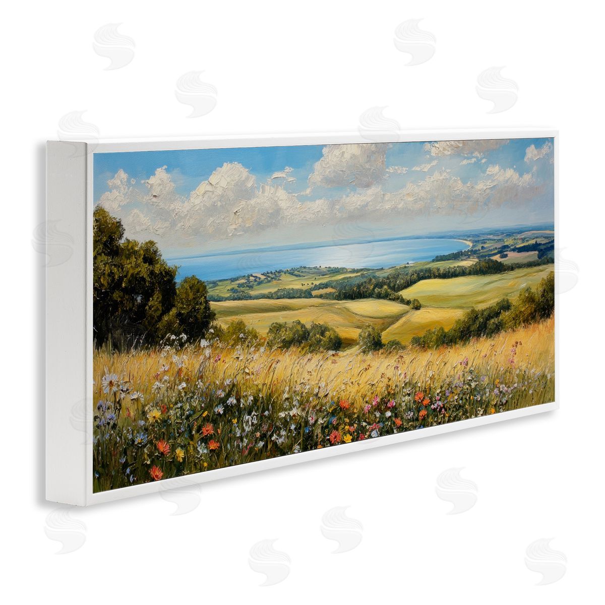 Petal Prints Design In the Distance Landscape White Framed Giclee Wall Art Print