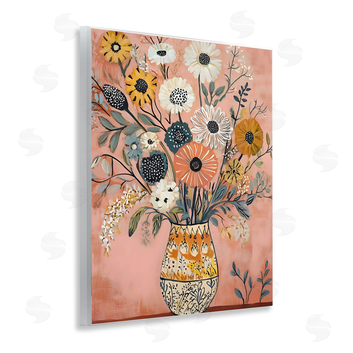 Creative Studio Boho Patterned Bouquet Vase Wall Plaque Art Print