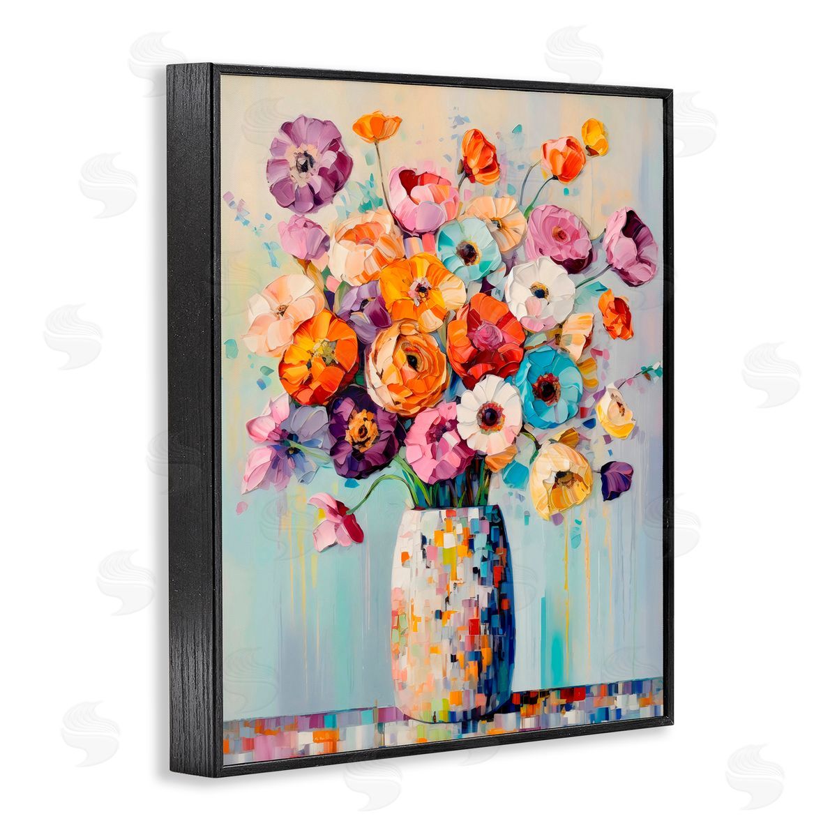 Creative Studio Colorful Bouquet Of Texture Black Framed Giclee Art Print