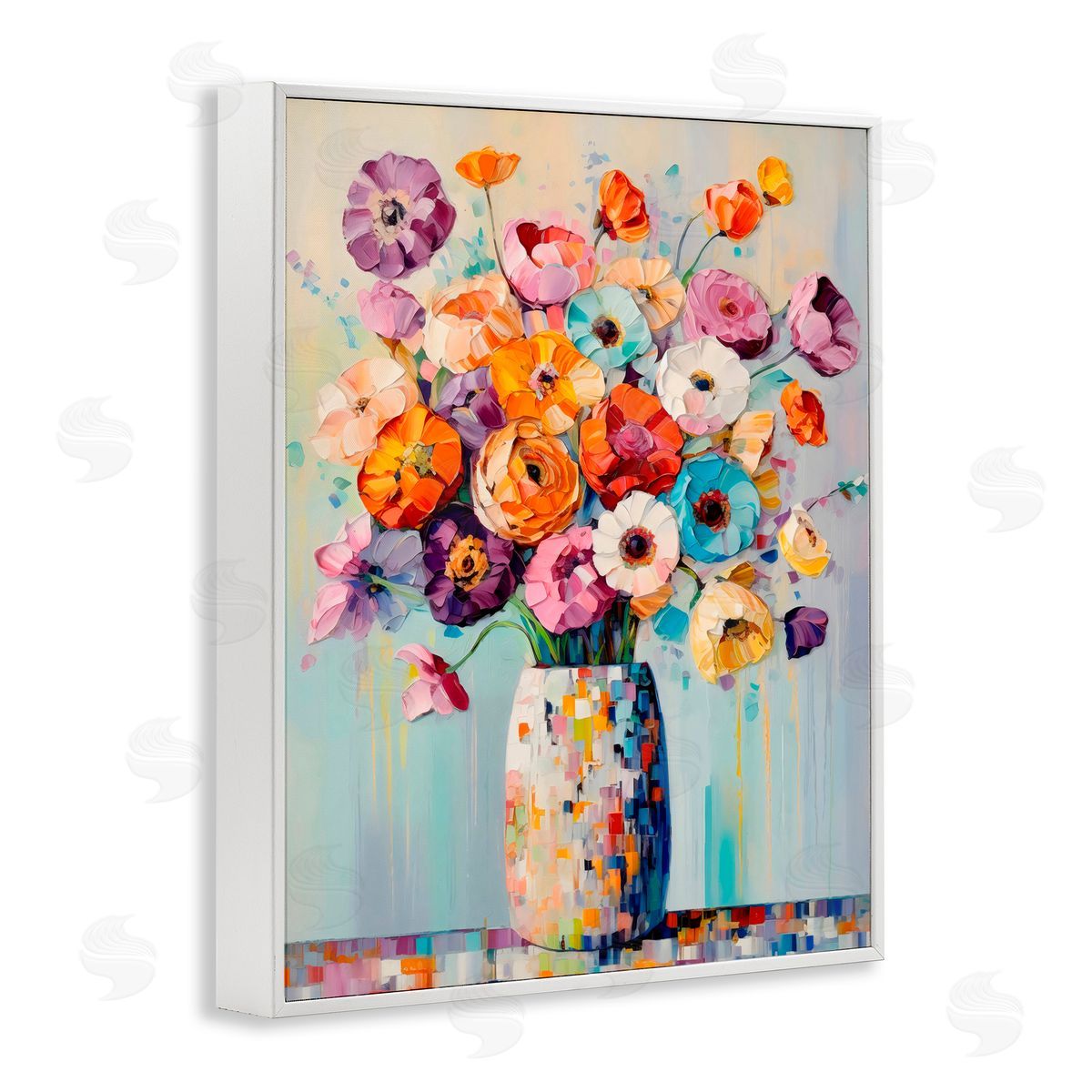 Creative Studio Colorful Bouquet Of Texture White Frame Giclee Art Print