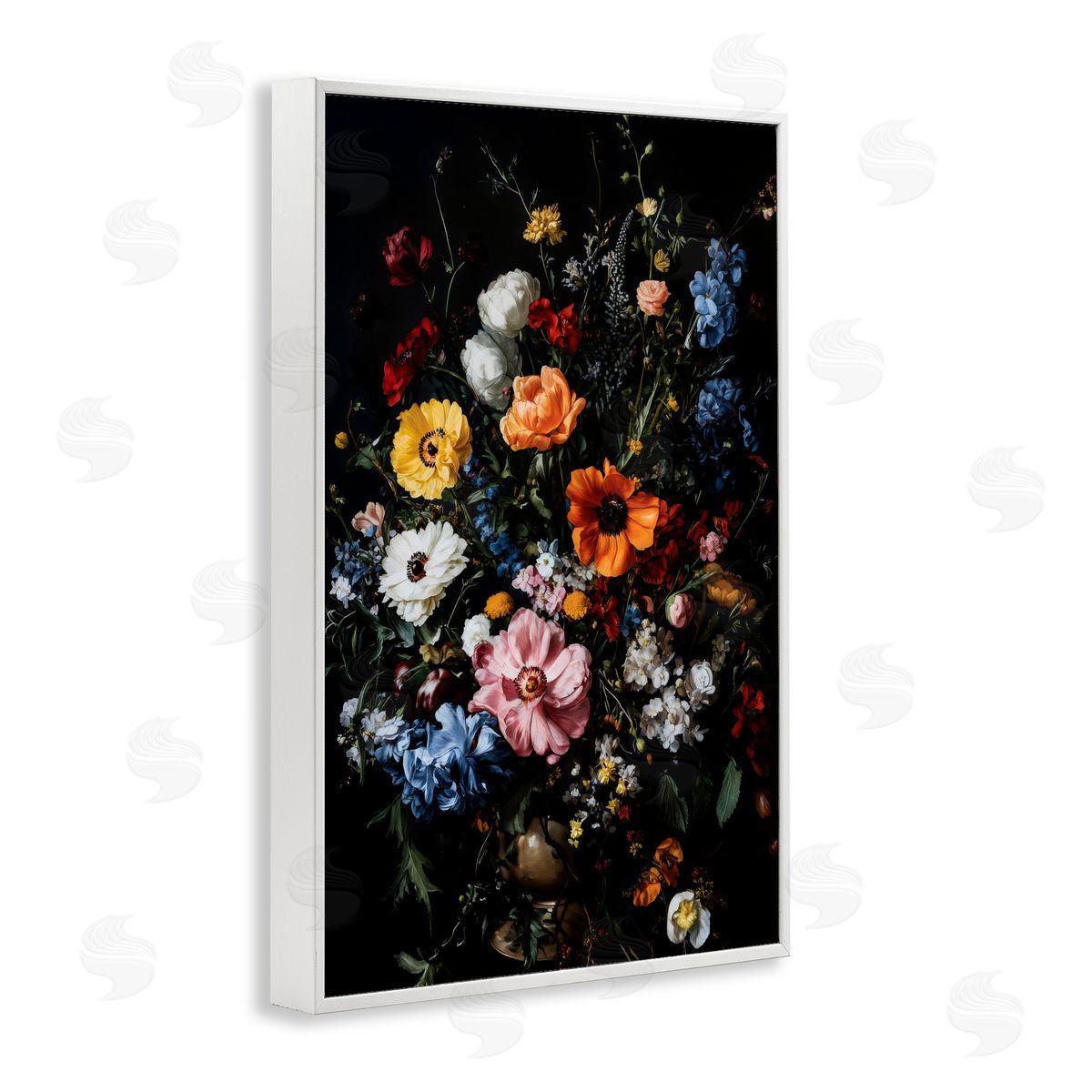 Creative Studio Dark Opulent Bouquet White Frame Giclee Art Print