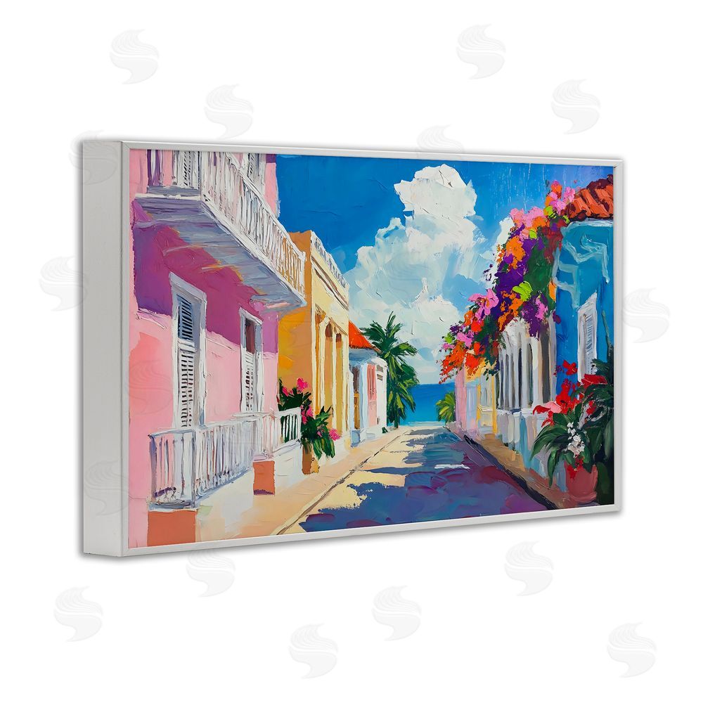 Franklyn Gregory Coastal Colors Town Architecture White Framed Giclee Wall Art Print