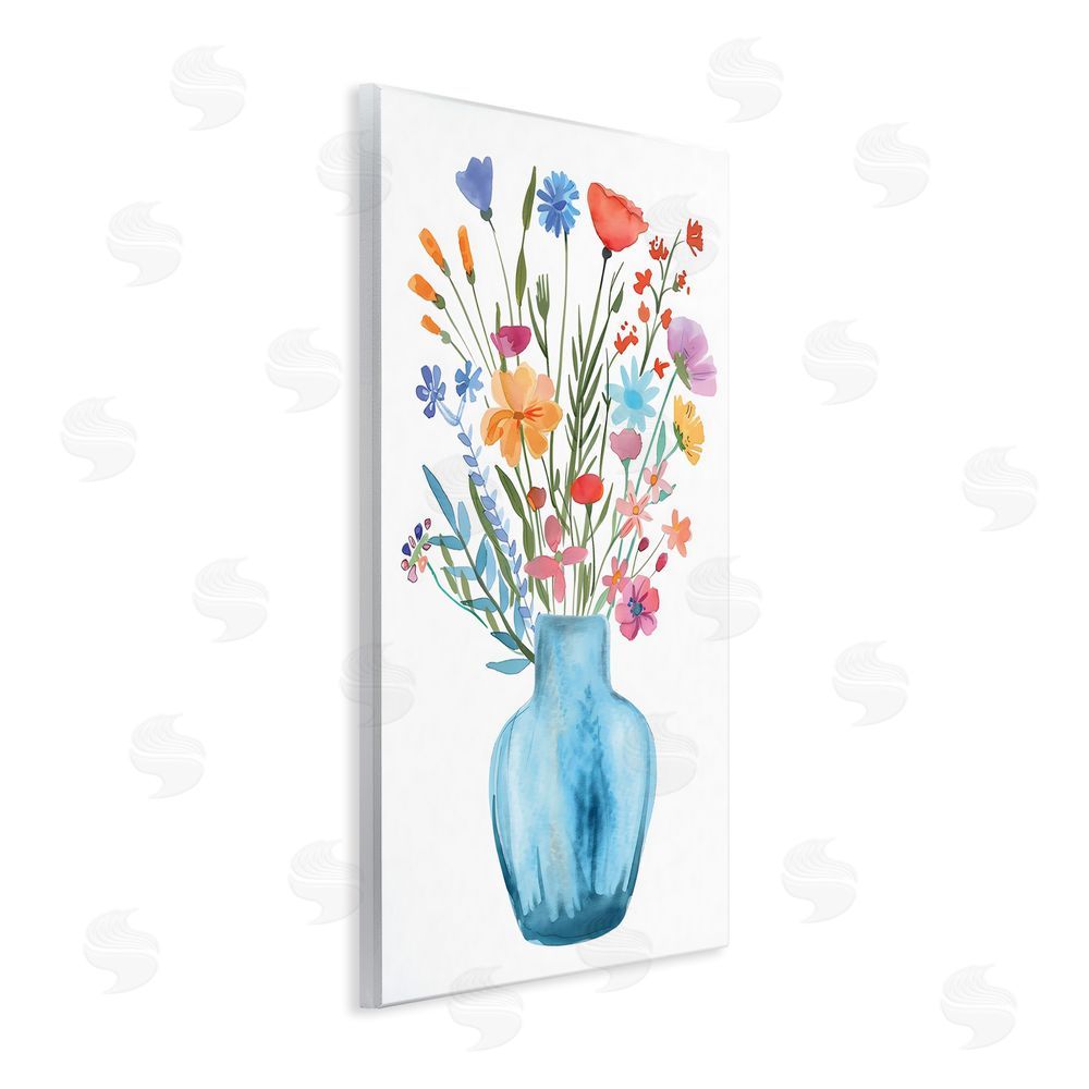 LSR Design Studio Watercolor Vase Blue Bouquet Wall Plaque Art Print