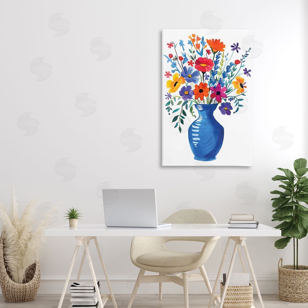 LSR Design Studio Colorful Bouquet Blue Red Canvas Art on Wall