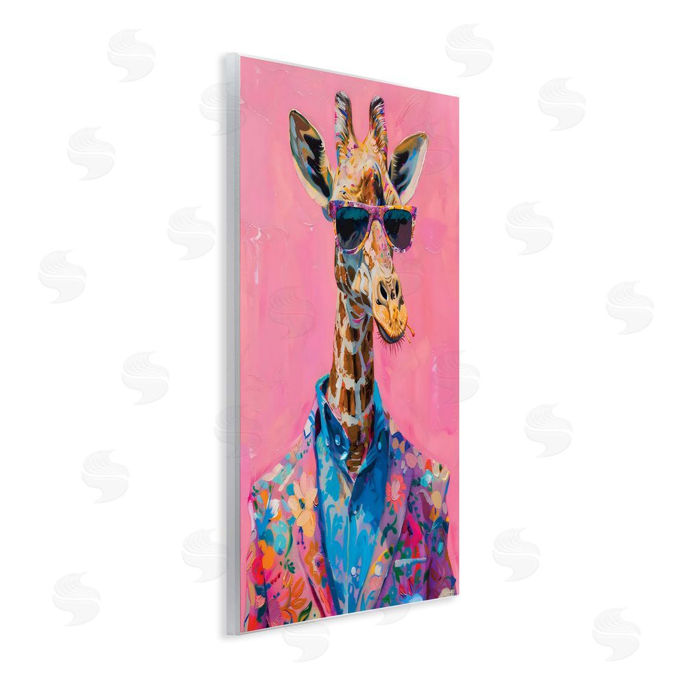 LSR Design Studio Floral Suit Giraffe over Pink Wall Plaque Art Print