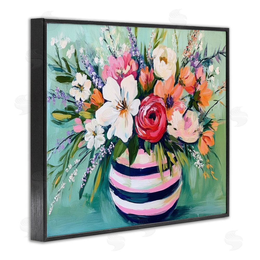 Petal Prints Design Chic Vase Abstract Bouquet Black Framed Giclee Wall Art Print