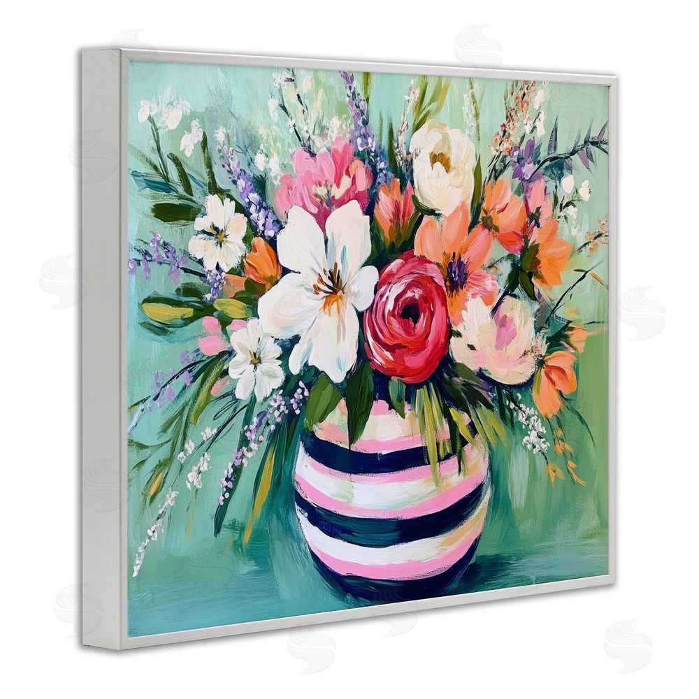 Petal Prints Design Chic Vase Abstract Bouquet White Framed Giclee Wall Art Print
