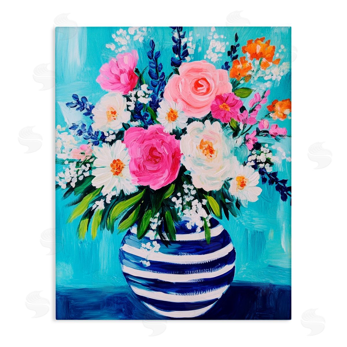 Petal Prints Design Flowers in Shabby Chic Vase Canvas Wall Art Print
