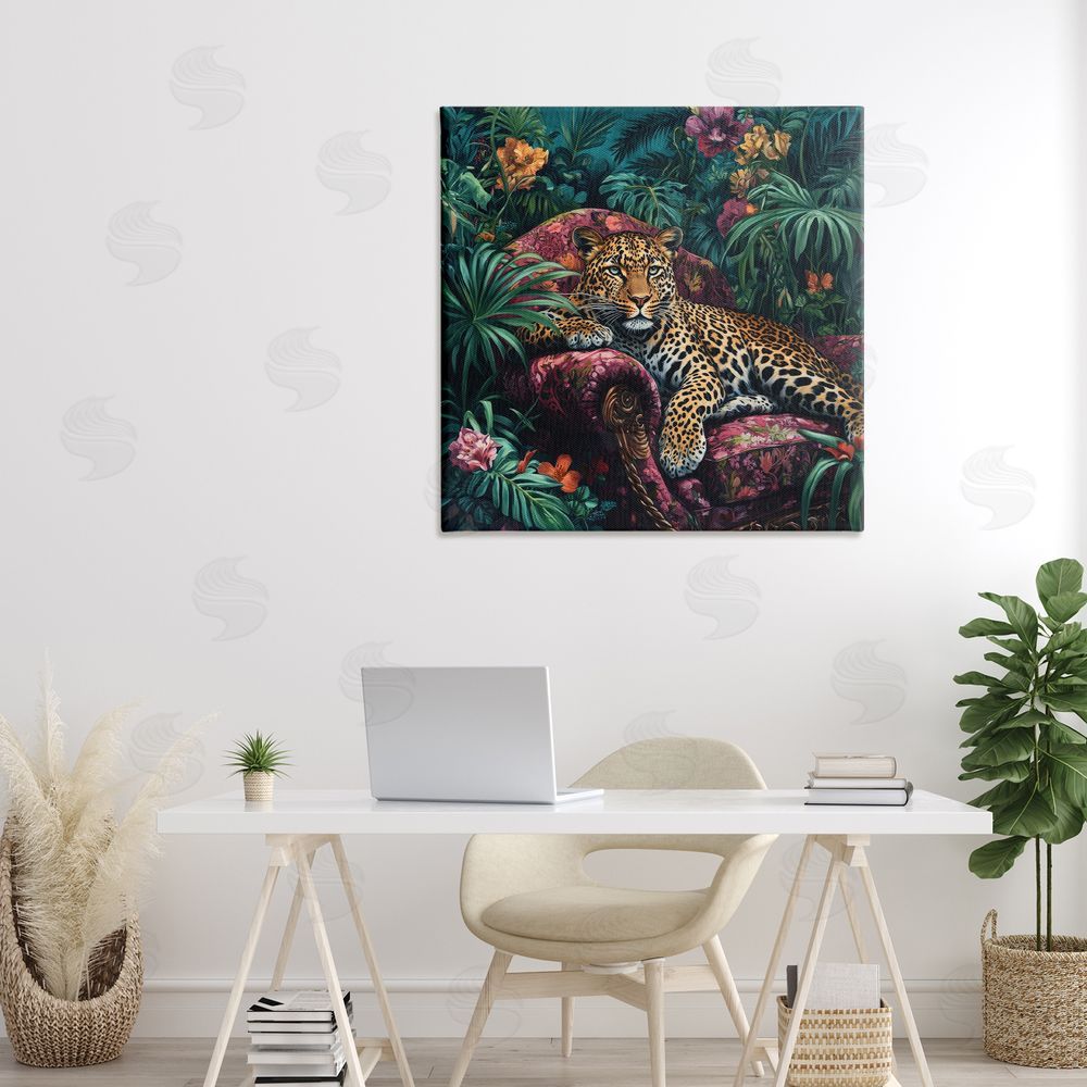 Petal Prints Design Fashionable Leopard in Jungle Canvas Art on Wall