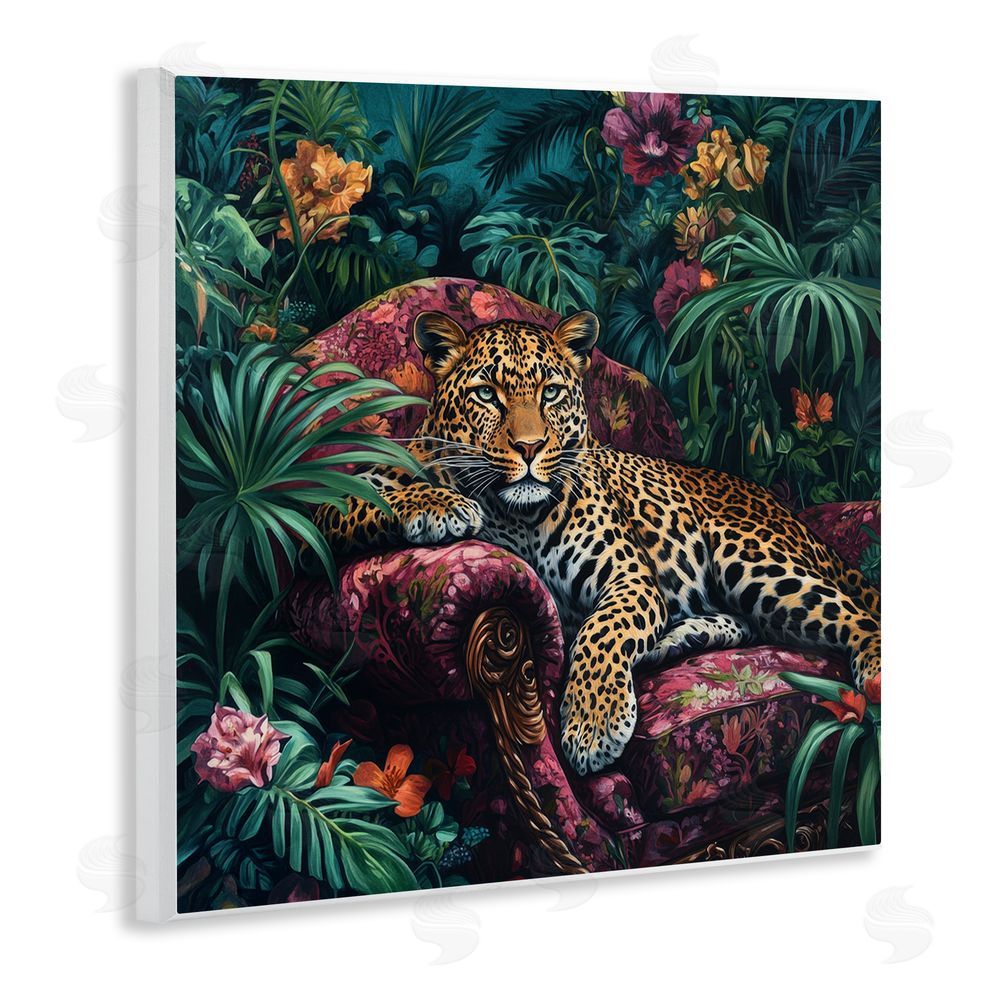 Petal Prints Design Fashionable Leopard in Jungle Wall Plaque Art Print