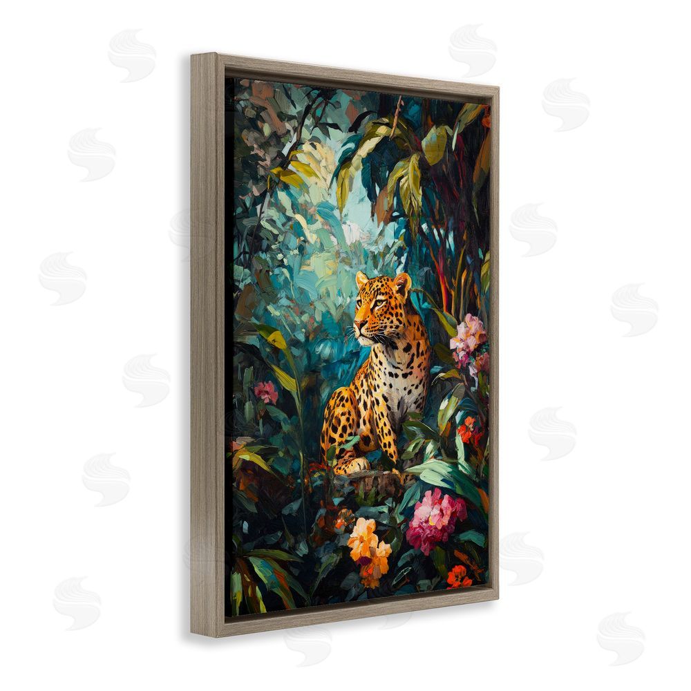 Petal Prints Design Wild Side Jungle Cheetah Brown Floating Frame Canvas Wall Art Print