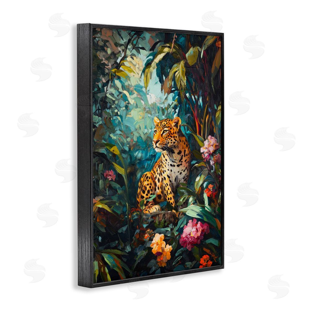 Petal Prints Design Wild Side Jungle Cheetah Black Framed Giclee Wall Art Print