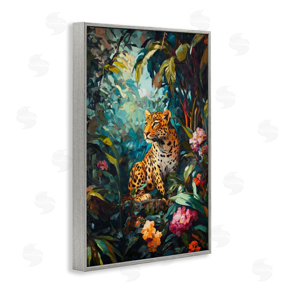 Petal Prints Design Wild Side Jungle Cheetah Gray Framed Giclee Wall Art Print