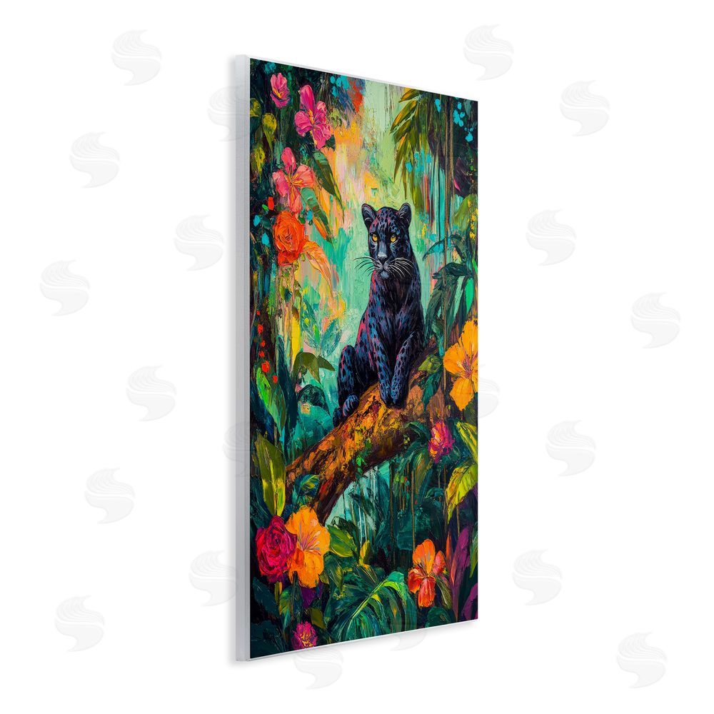 Petal Prints Design Wild Side Black Leopard Wall Plaque Art Print