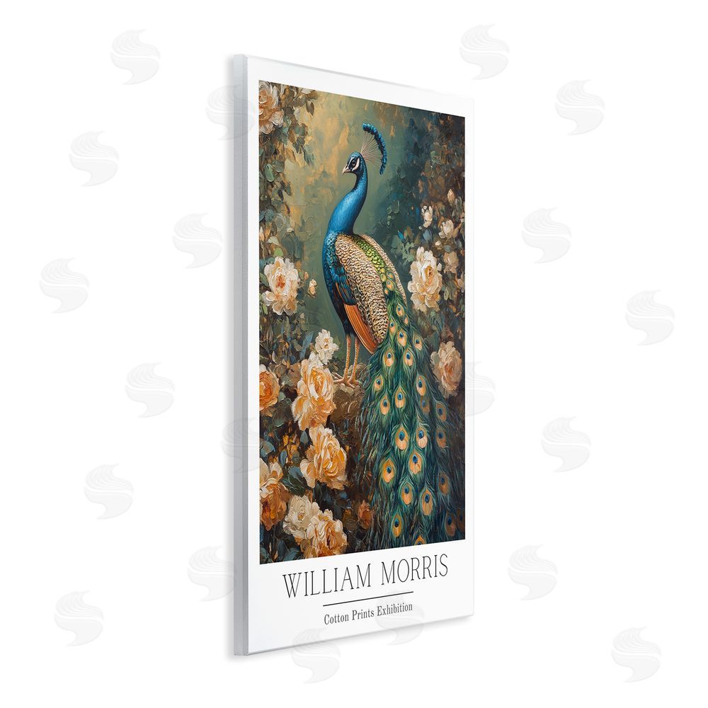 Petal Prints Design Vintage Morris Inspired Blue Peacock Wall Plaque Art Print