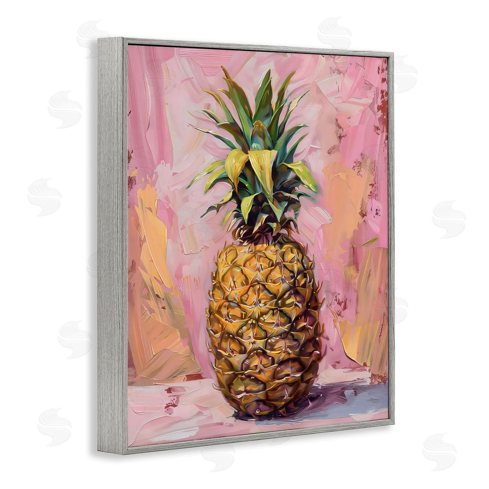 LSR Design Studio Pineapple Bliss over Pink Gray Framed Giclee Wall Art Print