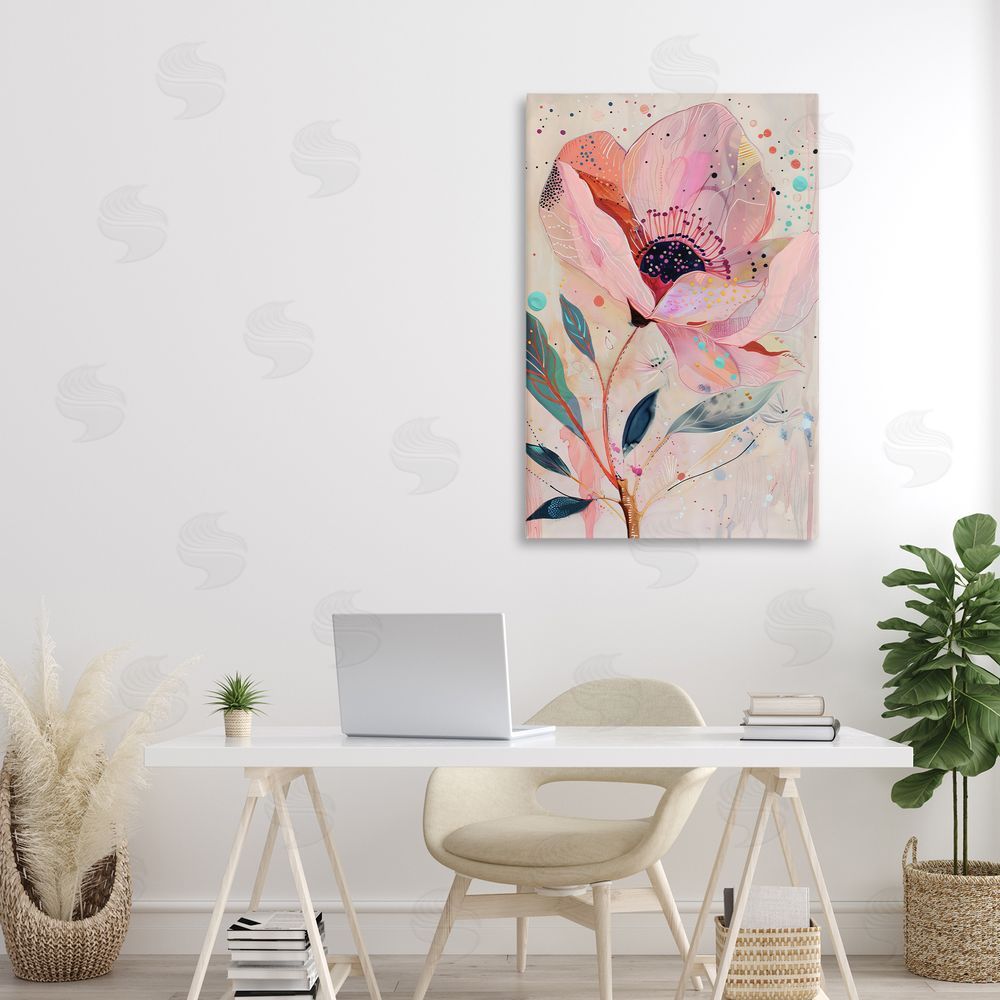 LSR Design Studio Colorful Dots Pink Poppy Canvas Art on Wall