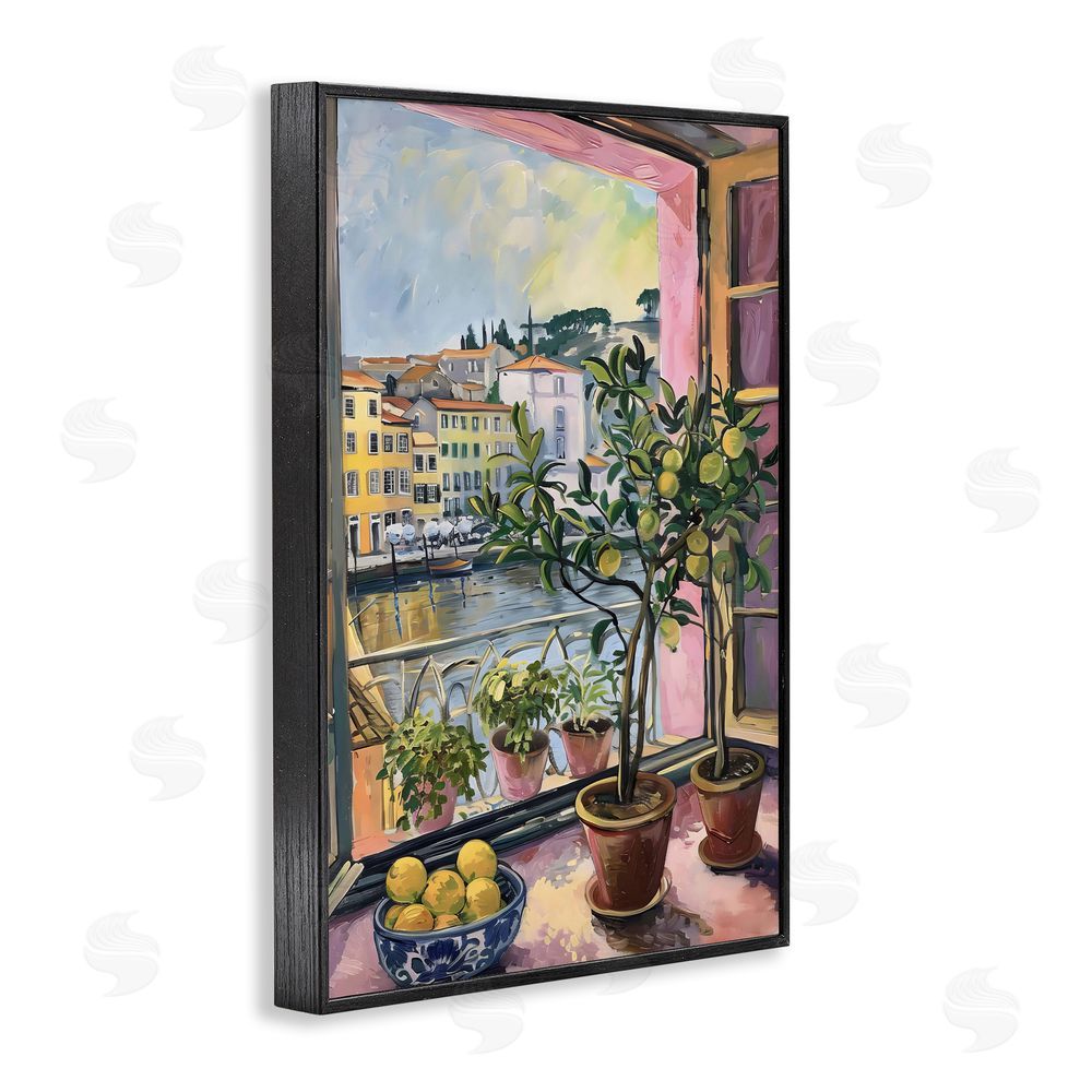 LSR Design Studio City Citrus Window Scene Black Framed Giclee Wall Art Print