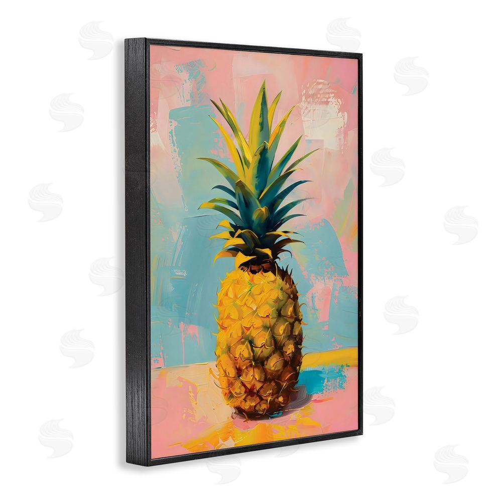 LSR Design Studio Pineapple Dream over Pink Blue Black Framed Giclee Wall Art Print