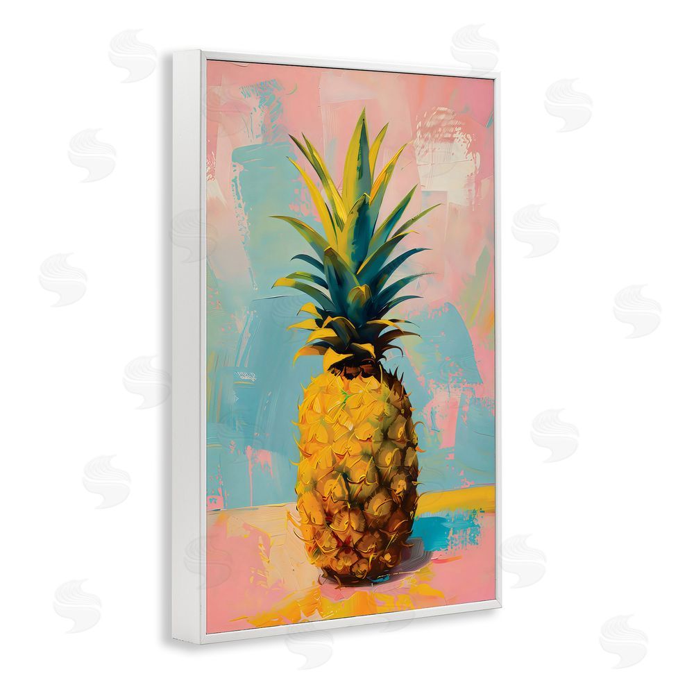 LSR Design Studio Pineapple Dream over Pink Blue White Framed Giclee Wall Art Print