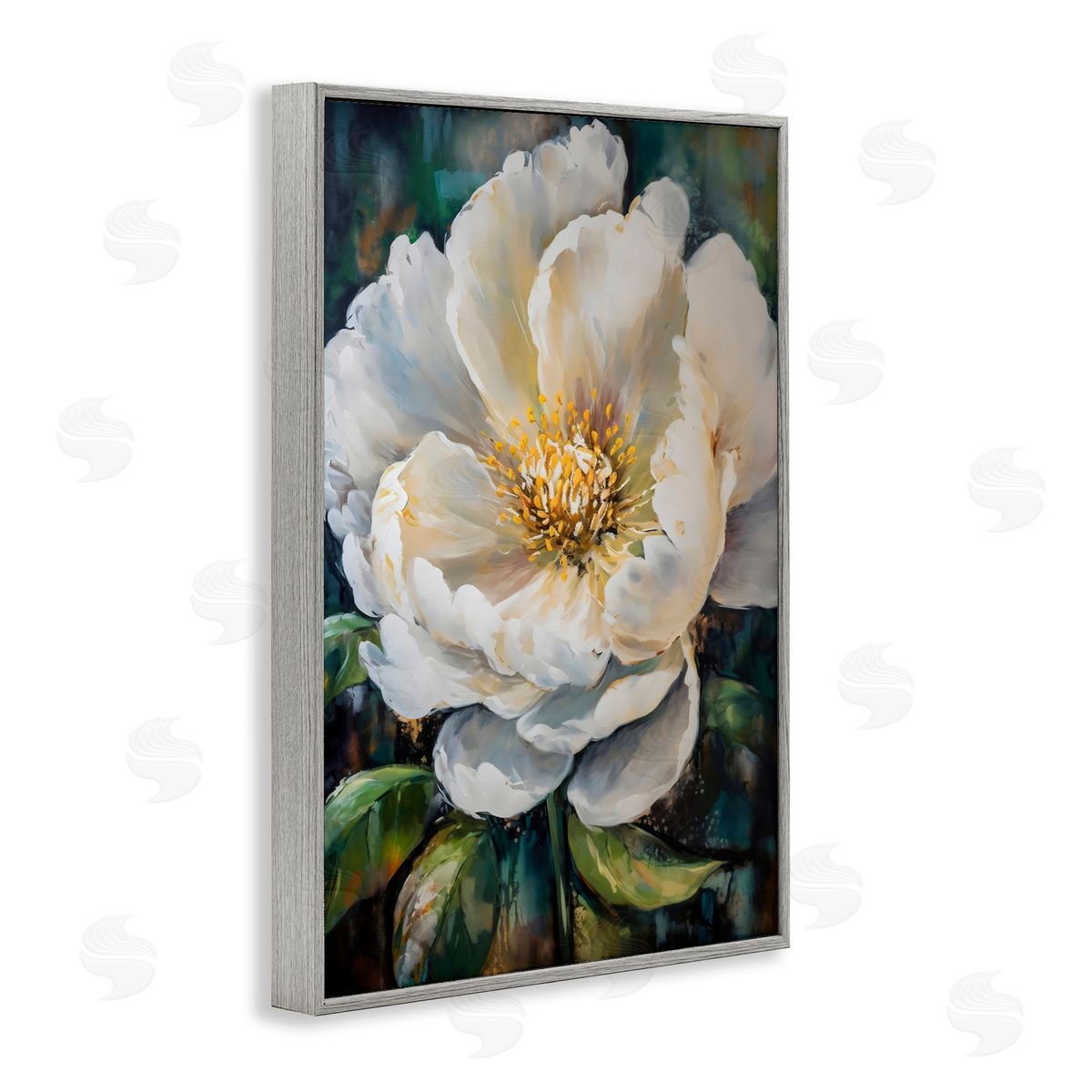 Creative Studio Pretty Painted Flower Gray Framed Giclee Art Print