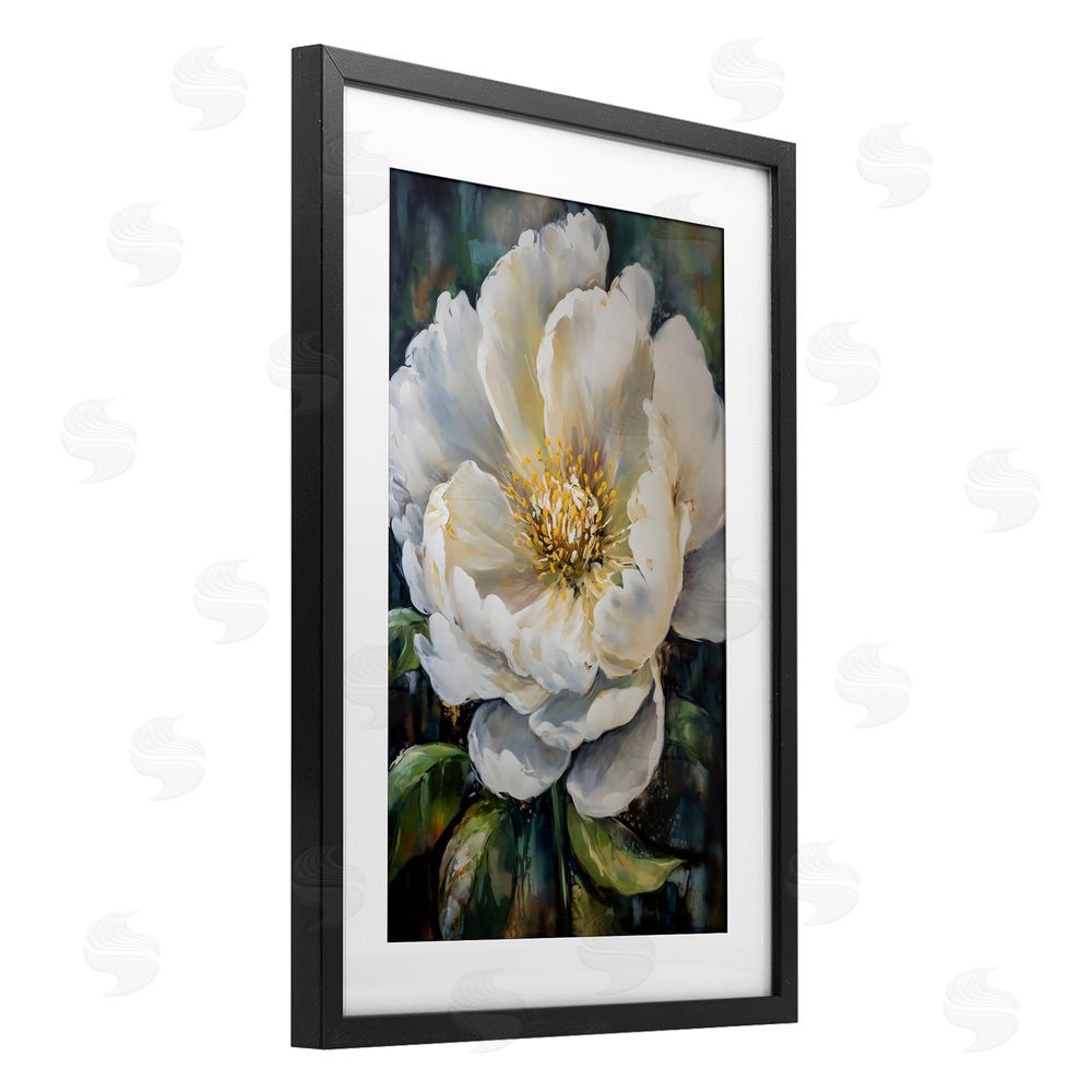 Creative Studio Pretty Painted Flower Black Framed Print Under Glass Art
