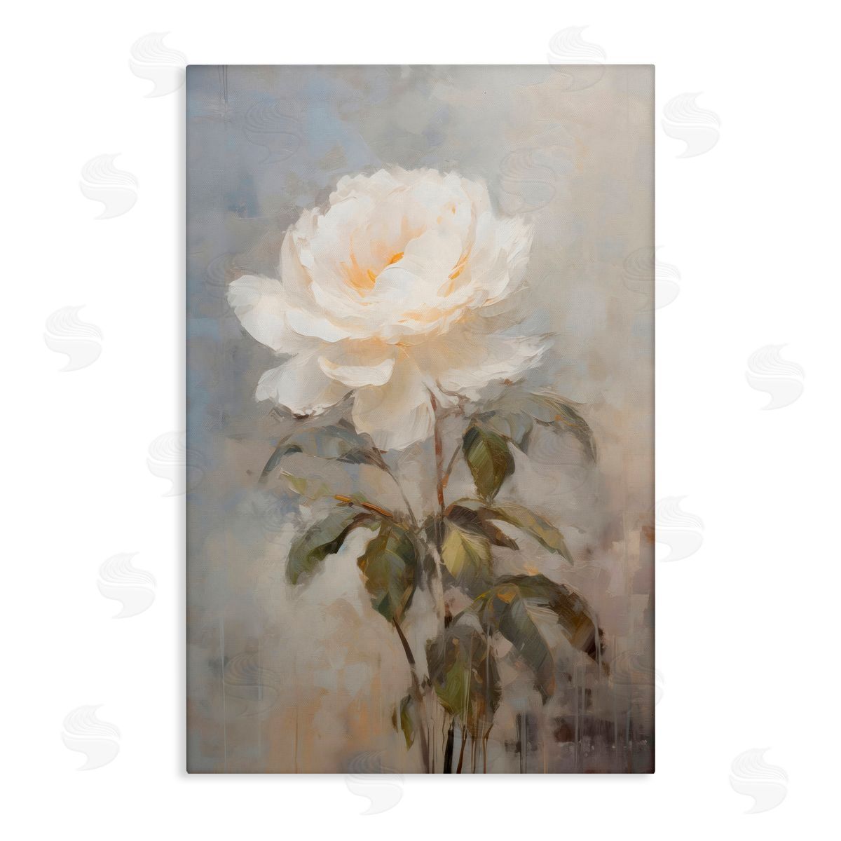 Creative Studio White Rose Close Up Canvas Wall Art Print