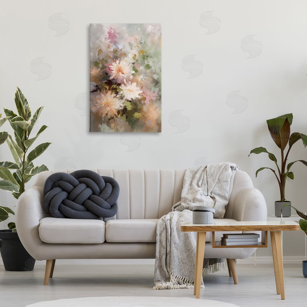 Creative Studio Faded Pastel Dahlias Printed Wall Art in Room