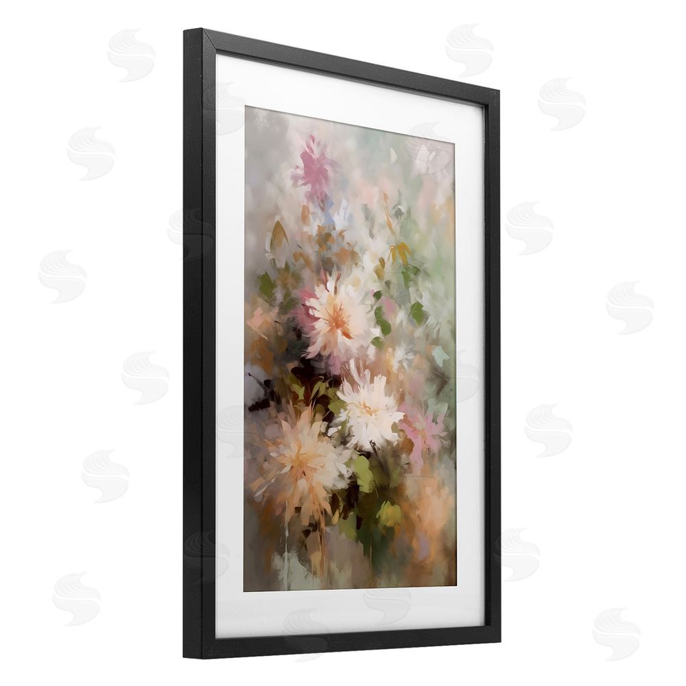 Creative Studio Faded Pastel Dahlias Black Framed Print Under Glass Art