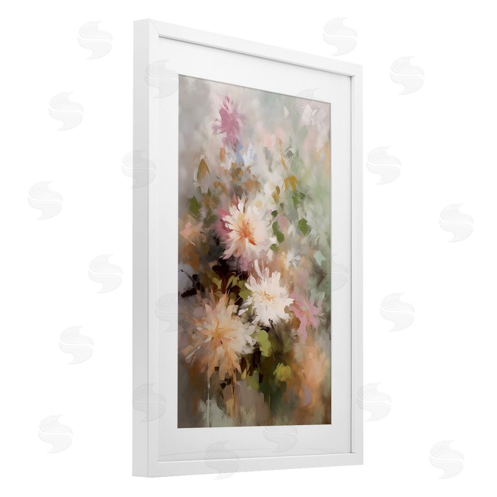 Creative Studio Faded Pastel Dahlias White Framed Print Under Glass Art