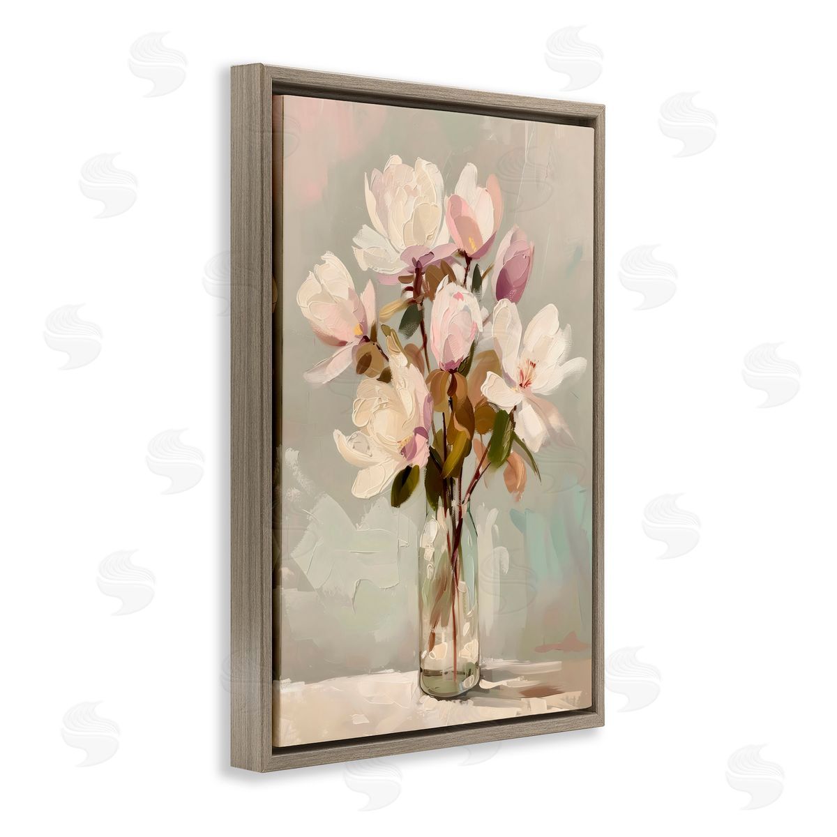 Creative Studio Blossoming Floral Arrangement Brown Floating Frame Canvas Art Print