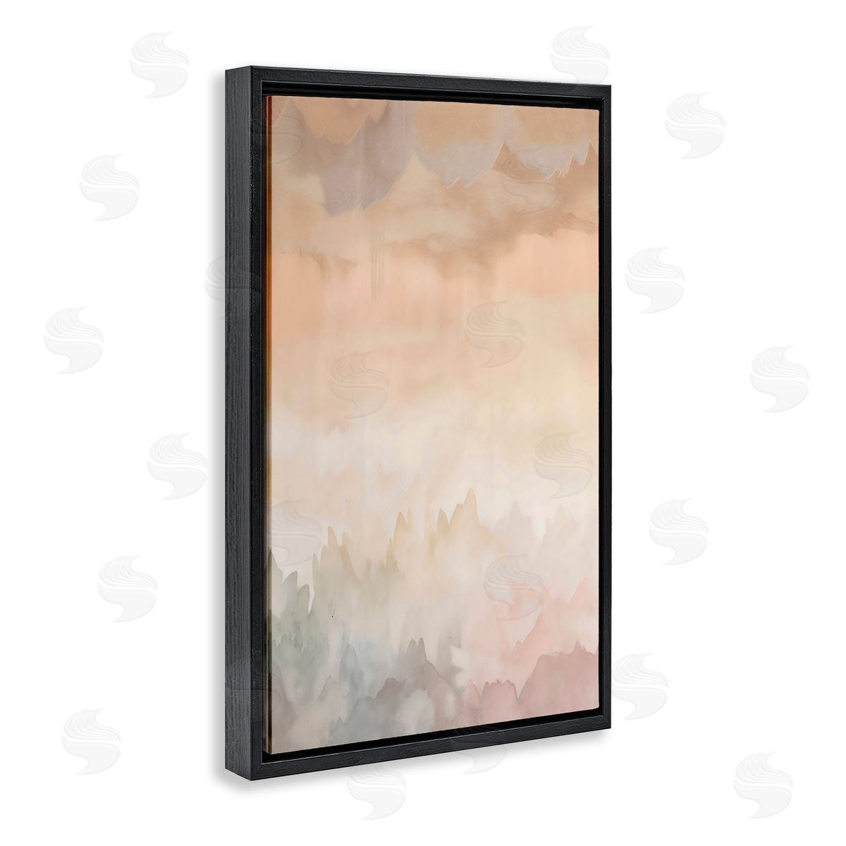 Creative Studio Calm & Soft Colors Abstract Black Floating Frame Canvas Wall Art Print