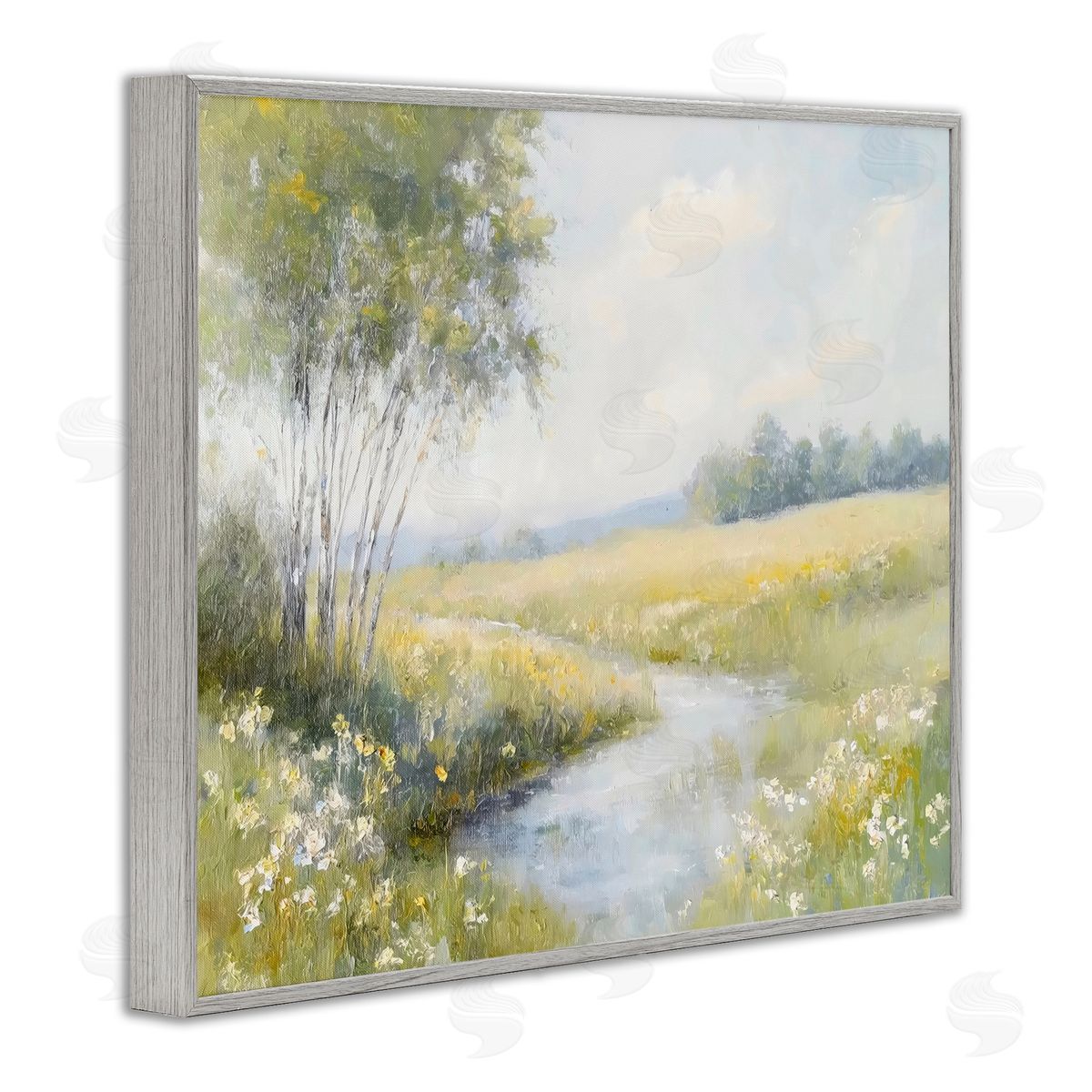 Creative Studio Tranquil River Stream Gray Framed Giclee Art Print