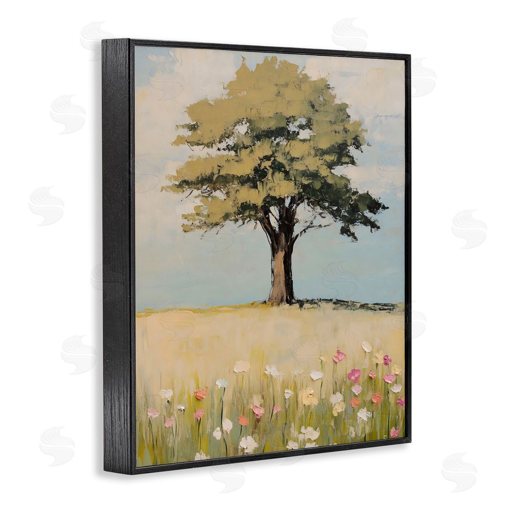 Franklyn Gregory Grown Oak Tree in Field Black Framed Giclee Wall Art Print