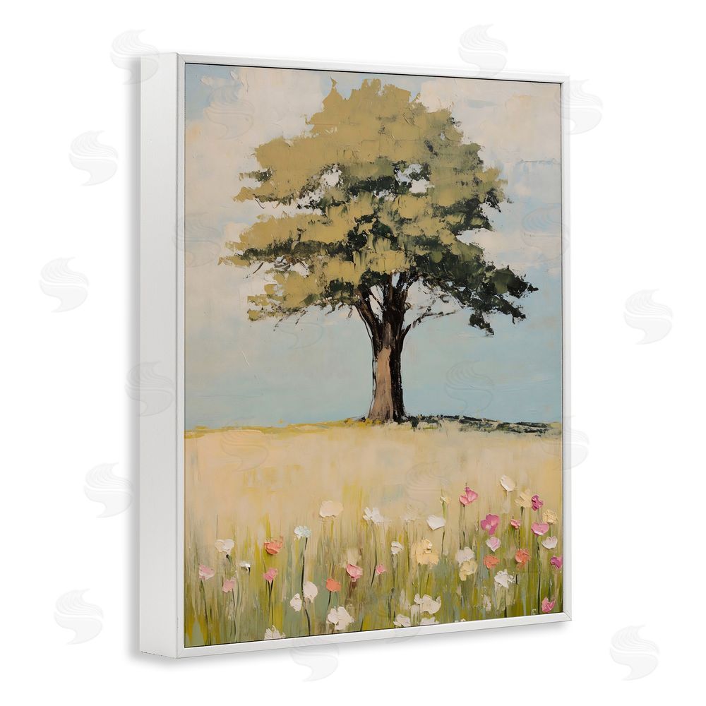 Franklyn Gregory Grown Oak Tree in Field White Framed Giclee Wall Art Print