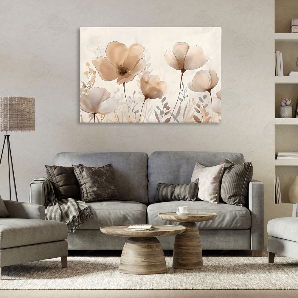 Creative Studio Neutral Wildflowers Floral Blossoms Canvas Art on Wall
