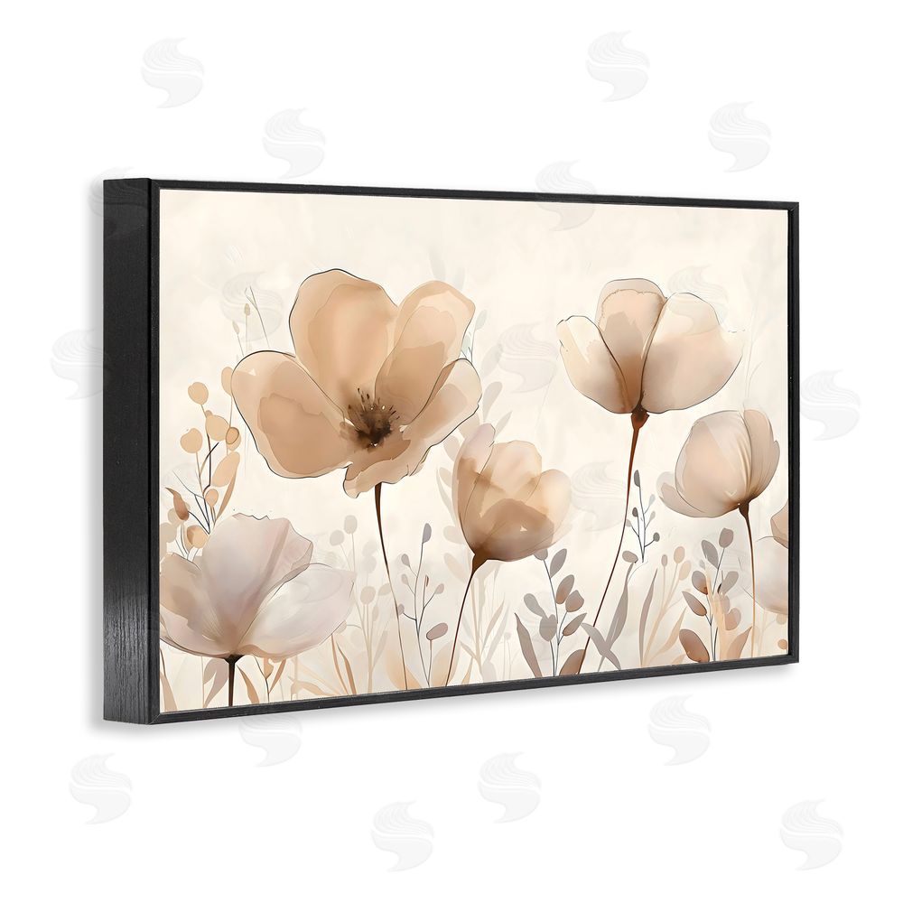 Creative Studio Neutral Wildflowers Floral Blossoms Black Framed Giclee Wall Art Print