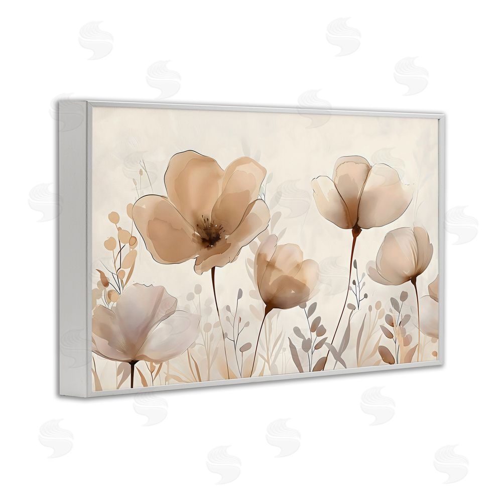 Creative Studio Neutral Wildflowers Floral Blossoms White Framed Giclee Wall Art Print