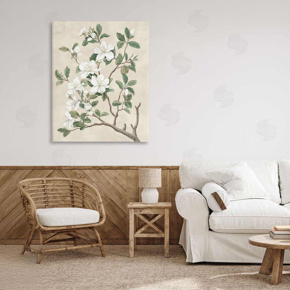 Petal Prints Design Vintage White Blossomed Tree Canvas Art on Wall