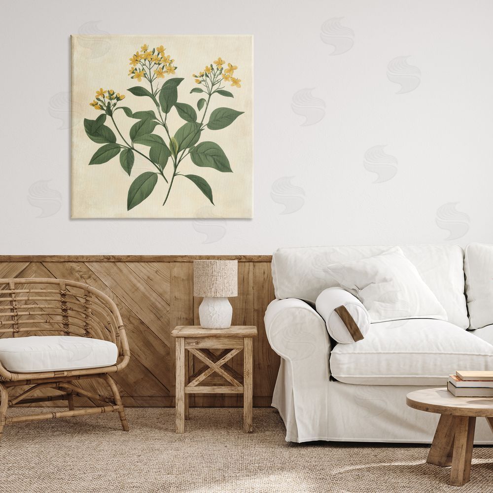Petal Prints Design Yellow Bushels Botanical Illustration Canvas Art on Wall