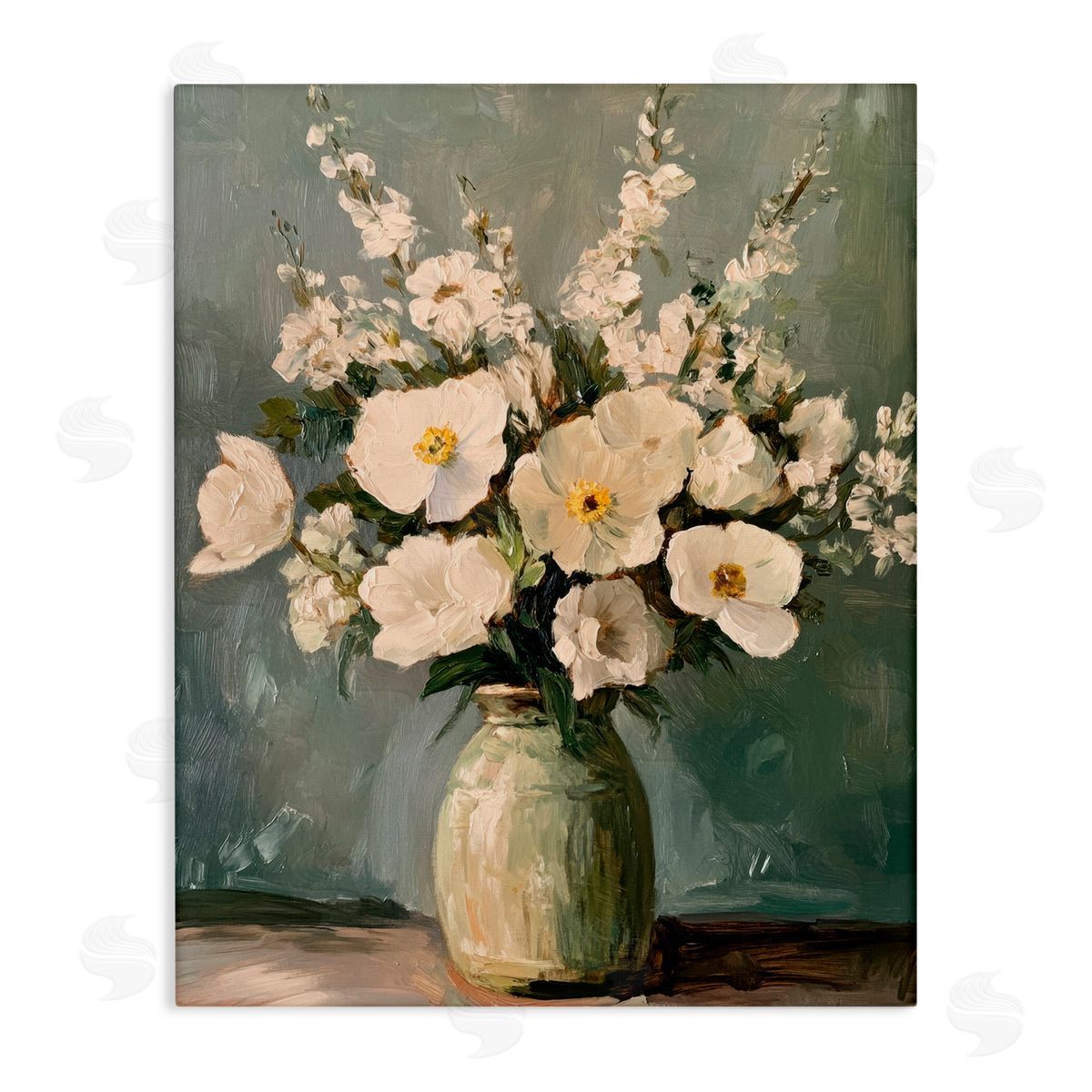Petal Prints Design Traditional Alabaster Floral Bouquet Canvas Wall Art Print