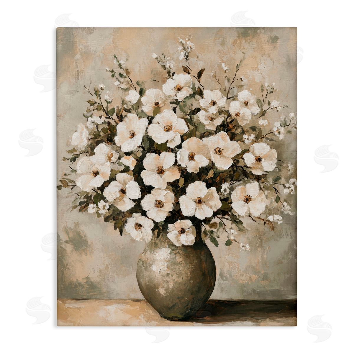 Petal Prints Design Bold Contrast Floral Arrangement Canvas Wall Art Print