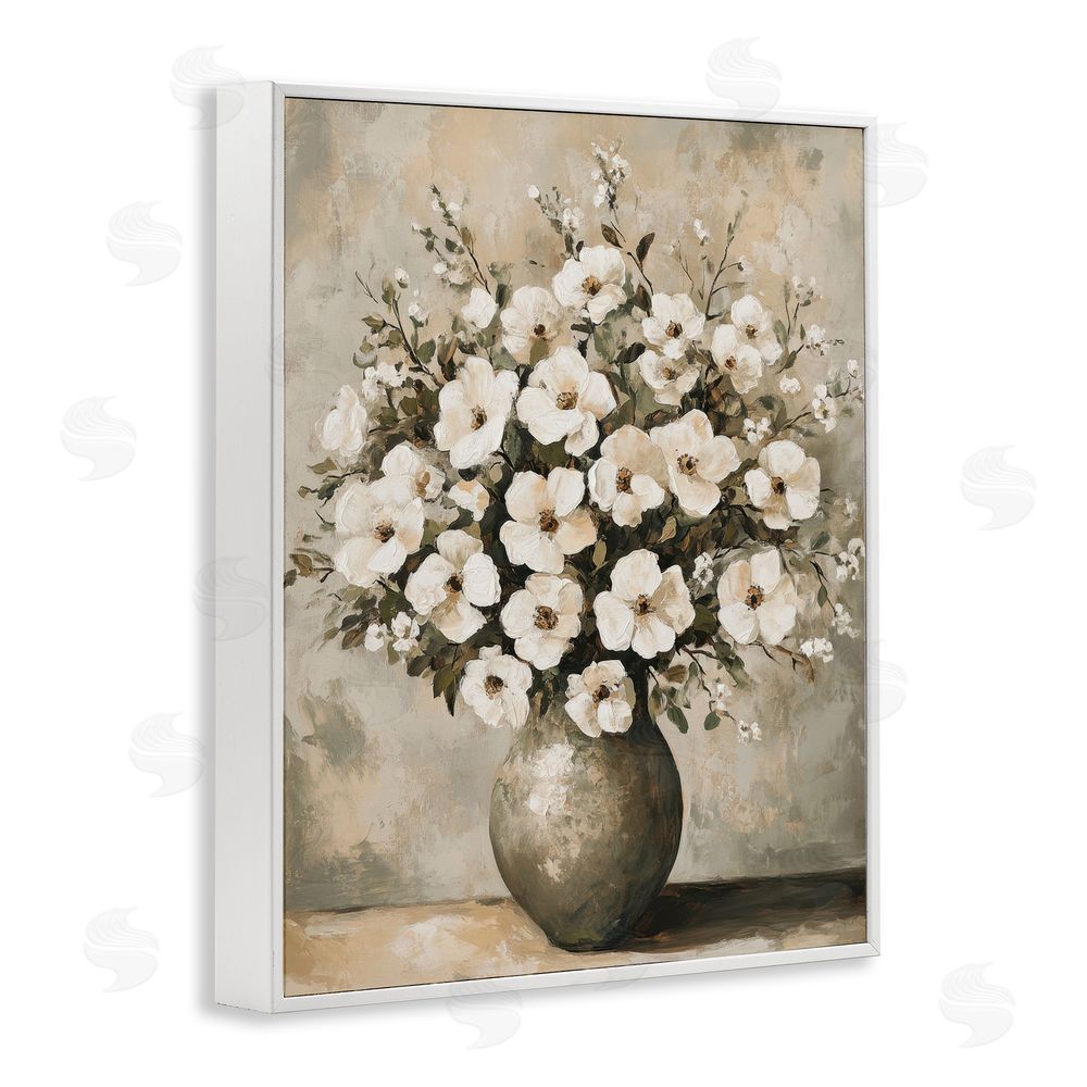 Petal Prints Design Bold Contrast Floral Arrangement White Framed Giclee Wall Art Print