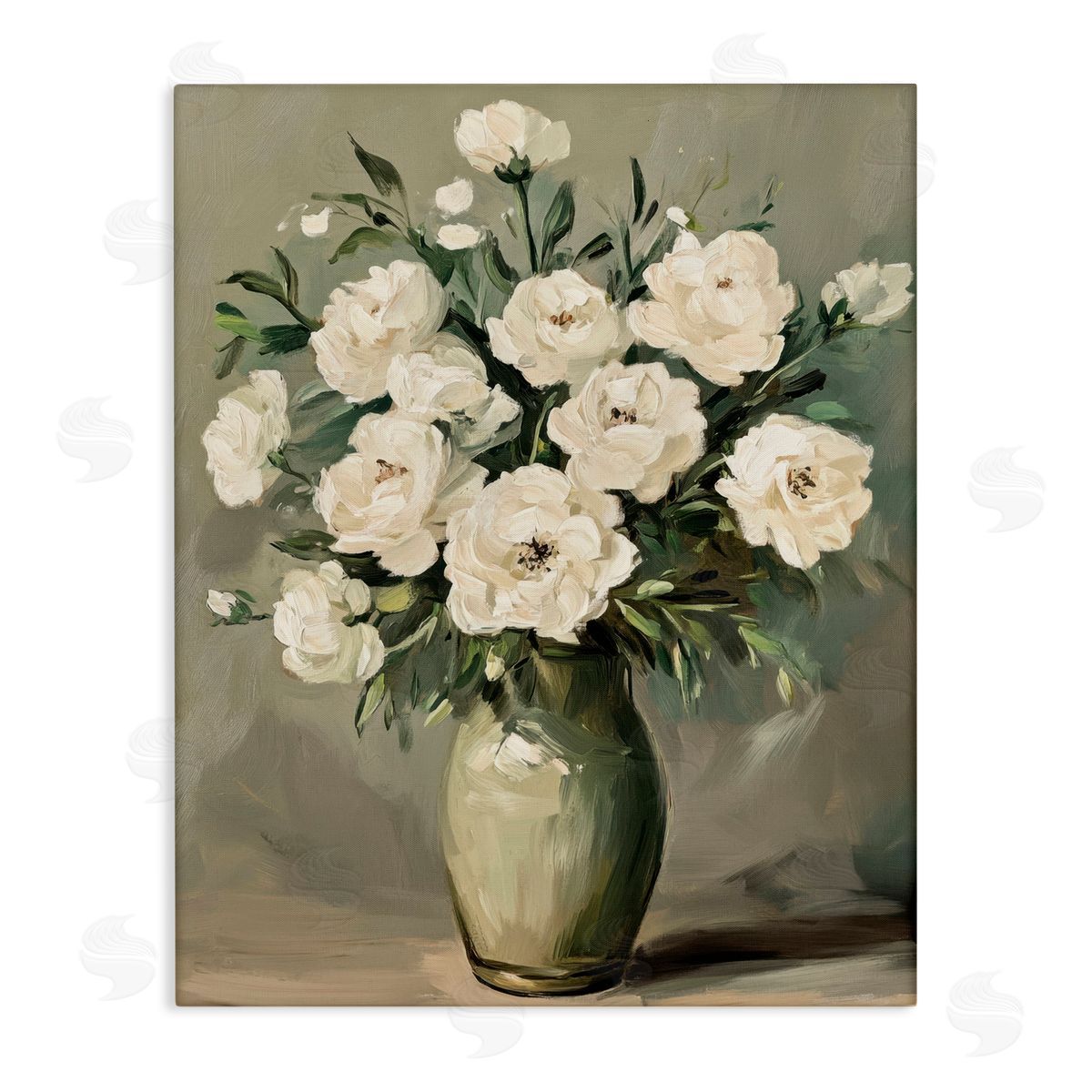 Petal Prints Design Abstract White Rose Bouquet Canvas Wall Art Print