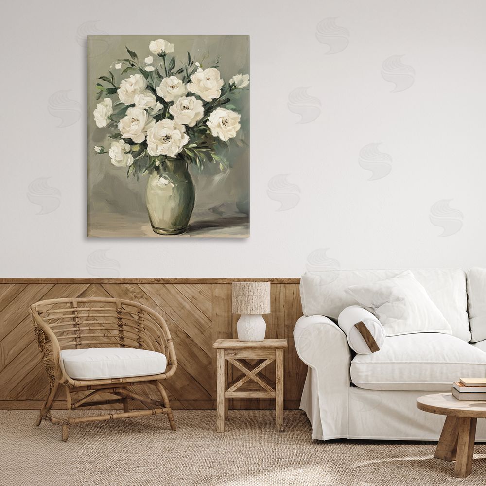 Petal Prints Design Abstract White Rose Bouquet Canvas Art on Wall